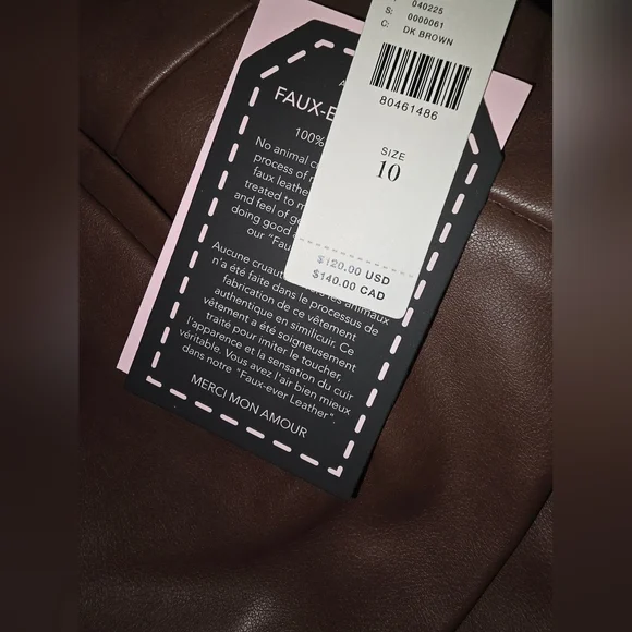 NWT, Anthropologie, Avec Les, Filles, Brown, Faux Leather pants, Size 10 - Picture 4 of 6
